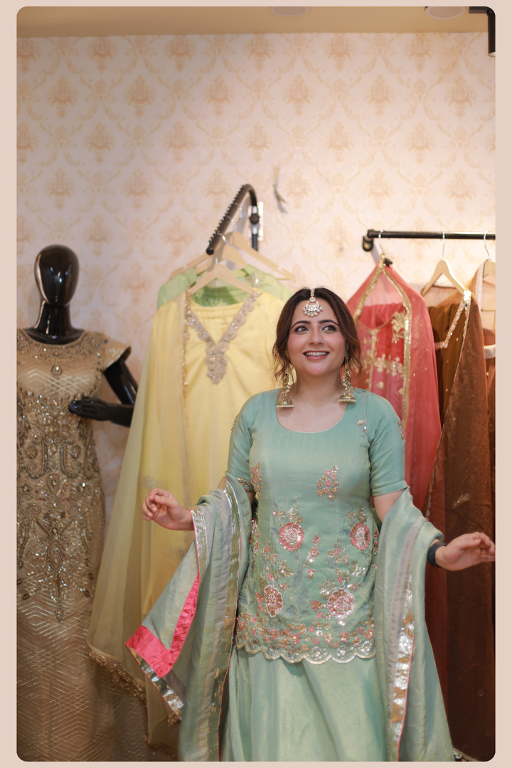 Noor-e-Nazakat Pure Shimmer Hand Embroidered Suit
