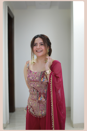 Palki Print Palazzo Suit