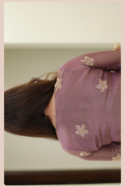 Gulnaar Mauve Shimmer Kurta Set with Hand Embroidered Dupatta