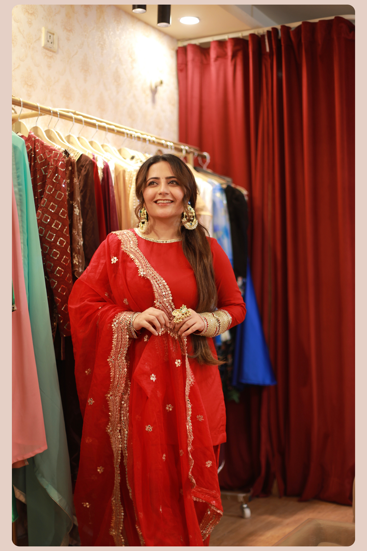 Tara Red Punjabi Suit Set