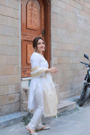 Pearl White Silk Suit